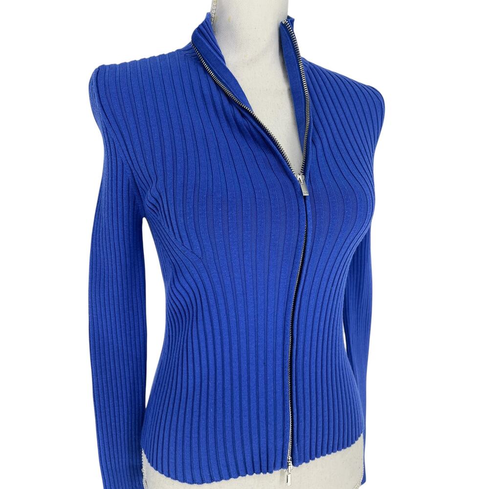 Wolford Concordia Ribbed Knit Zip Cardigan Blue XS - Picture 10 of 16